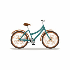 Fototapeta premium Illustration of a classic teal bicycle, retro style, isolated on white