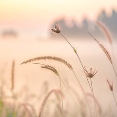 Fototapeta premium Golden wheat field at sunset serene.