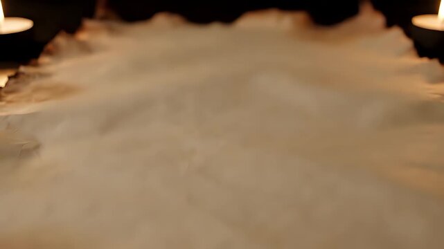 Mysterious Smoke Rising from Ancient Scroll with Candles.