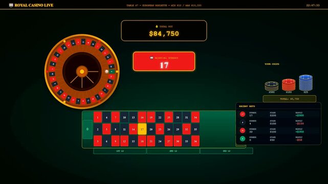 A lavish sports betting interface showcasing the opulent progression of a digital roulette game as the total pot swells before a victory occurs