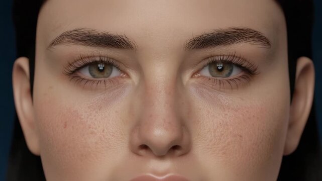 Close up face eye green eye eyebrow skin texture close up neutral portrait hazel eyes visible pores