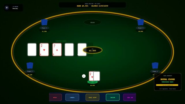 An immersive sports betting interface displaying the rhythmic unfolding of a digital poker round where strategic community cards emerge within a lavish virtual casino