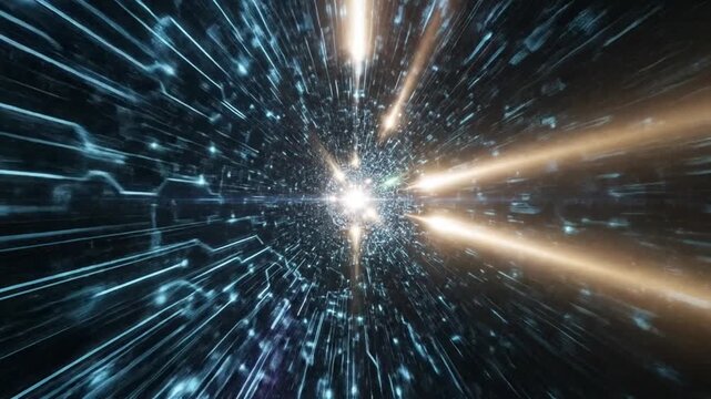 Cyber Tunnel: An abstract visual of a cyber tunnel, lines of code, and digital pathways. This image showcases the intricate beauty of technology's inner workings.