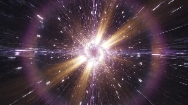 Cosmic Burst: A breathtaking abstract display of a vibrant energy burst, suggesting the inception of a universe, filled with swirling particles and cosmic rays.