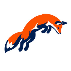 2D illustration of a jumping fox in a minimalist graphic style © Giovanie Vector