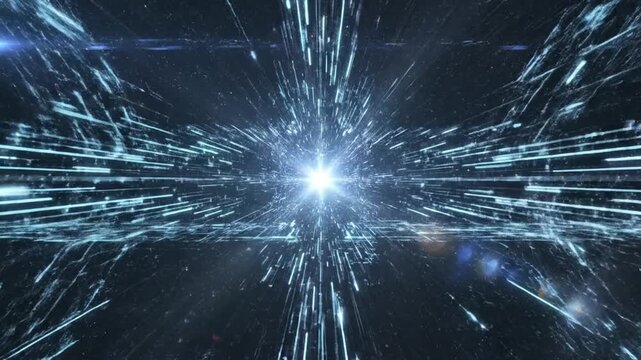 Digital Highway: Explore the digital universe as countless lines converge at a radiant point of light, symbolizing the interconnectedness and flow of data in the modern age.