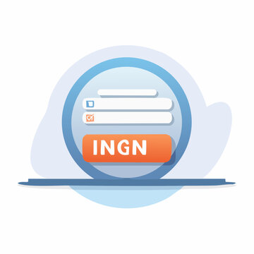 Illustration of online account login and sign-up form elements inside a circle.
