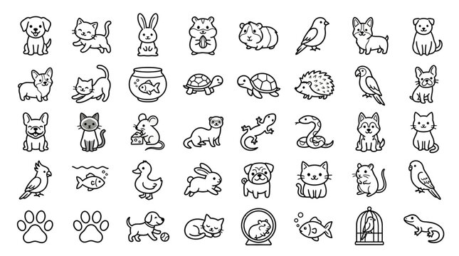 Various animal icons and symbols.