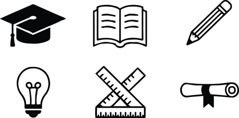 Fototapeta premium education icon pack vector black and white learning symbols
