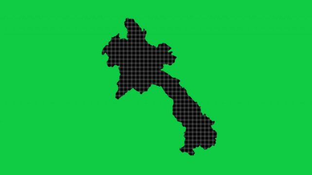 Laos black cells effect map pop animation green background