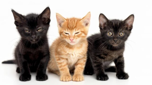 Three Cute Kittens: A heartwarming tableau of three adorable kittens, each with their own unique charm, captivates with their irresistible cuteness.