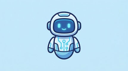 Naklejka premium Cute AI Chatbot Mascot Vector with Futuristic Flat Design and Clean Illustration Style