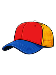 Fototapeta premium Stylish Red and Blue Trucker Hat Cartoon Illustration