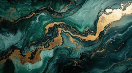 Obraz premium Abstract teal and gold marbled background