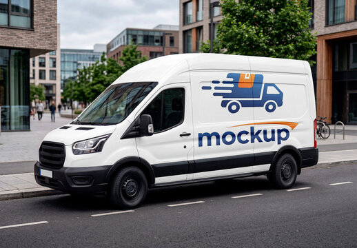 Commercial Delivery Van Mockup