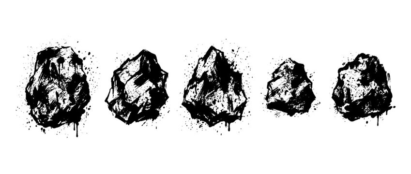 boulder , Grunge brush distressed paint splatter vector set 