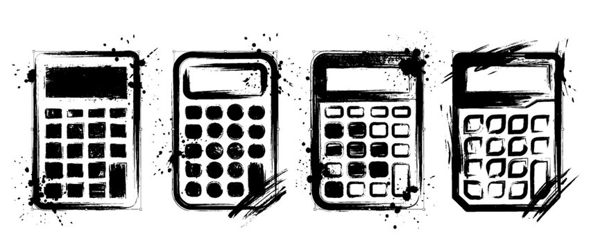 calculator , Grunge brush distressed paint splatter vector set 
