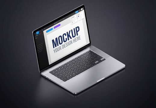 Laptop Isometric Dark Mockup