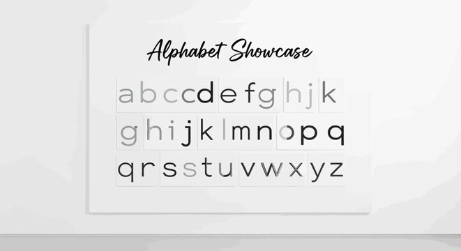 Alphabet letters on white background.