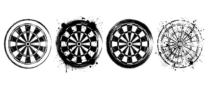 dartboard , Grunge brush distressed paint splatter vector set 