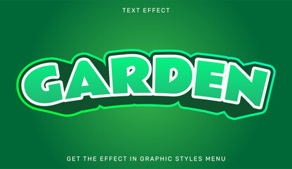 Bright green graffiti-style text reading 'GARDEN' with white outline on vibrant green background vector illustration. Stylized graffiti text 'GARDEN' in vibrant green with white outline, suitable for  © Md