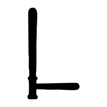 Black Silhouette of a Police Baton or Nightstick.