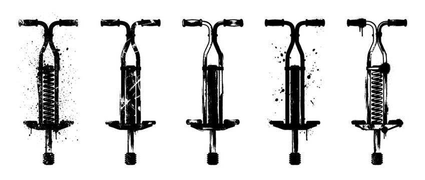 pogo stick , Grunge brush distressed paint splatter vector set 