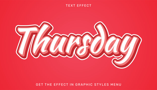Colorful handwritten Thursday text with shadow effect in vector illustration.
Vibrant vector graphic of the word Thursday with bold shadow, suitable for marketing, social media, and creative projects.