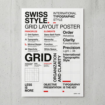 Swiss style grid layout poster, clean typography, minimal design