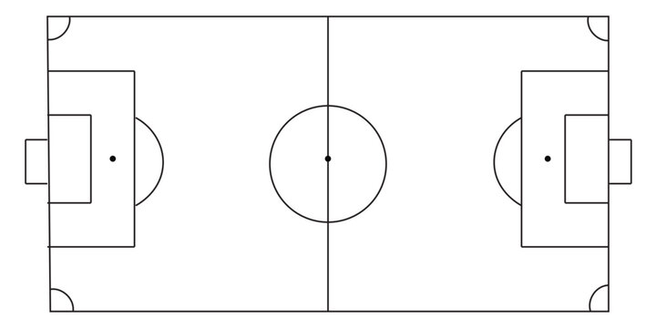 Football fields top view. Soccer grass fields with chalk lines. Green grass field background. Vector Football - Soccer Field. Scheme and marking of the football field, soccer field.