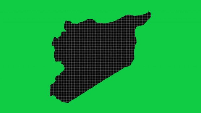Syria black cells effect map pop animation green background