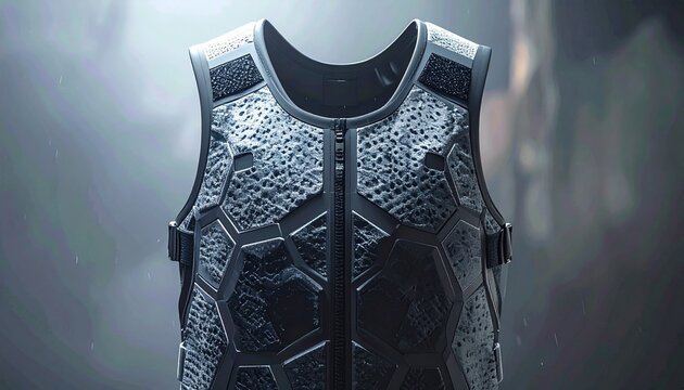 Futuristic Tactical Combat Body Armor Vest with Hexagonal Pattern.