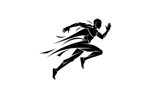 Minimalist abstract running man vector silhouette for sports, fitness, and dynamic motion designs