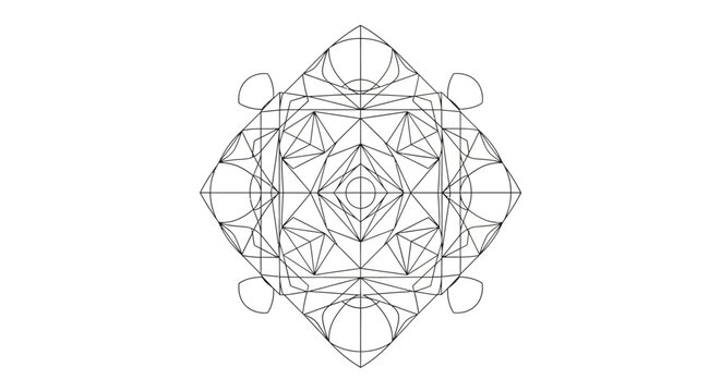 Geometric Mandala Design Blueprint, Sacred Geometry, Abstract Pattern