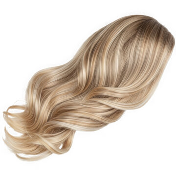 Blonde curly hair extension isolated on transparent background