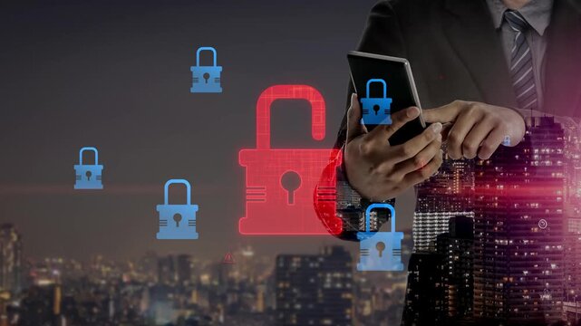 Digital security concept illustrating a cybersecurity breach, with a red unlocked padlock indicating data exposure among secure systems, emphasizing system vulnerability and risk Marrow