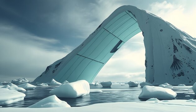 Arctic Ice Arch Formation Over Frozen Sea