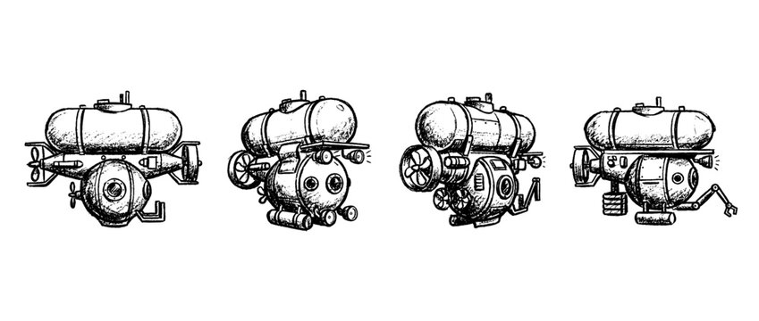 bathyscaphe , chalk texture vector set