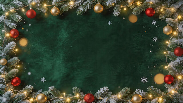 A festive and elegant [green Christmas background, elegantly framed by Christmas elements like pine branches. Christmas Background, Christmas, Christmas Tree, Merry Christmas, Christmas Wallpaper