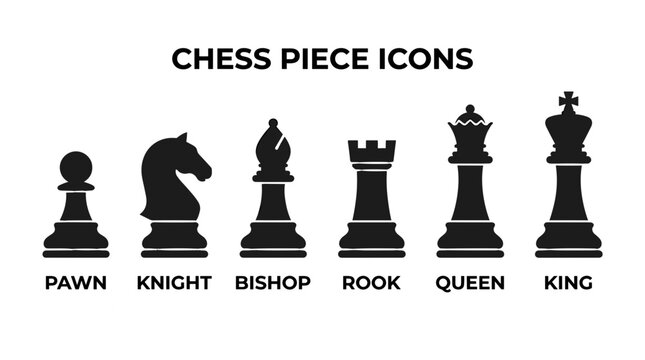 Set of chess piece icons including pawn knight bishop