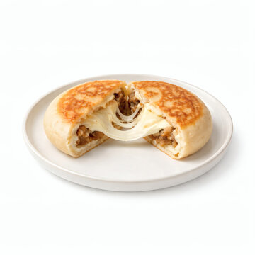 Cheese Hotteok on White Background for Korean Sweet Snack Menu
