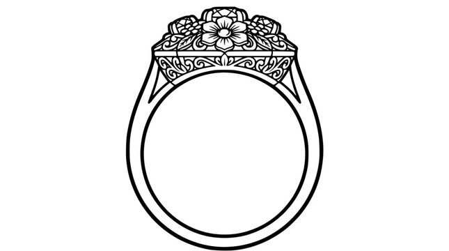 Ornate Floral Crown Tiara Ring Jewelry Vector Art