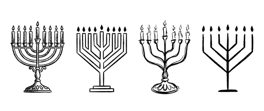 menorah , chalk texture vector set