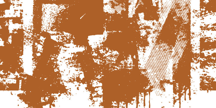 Weathered vintage brown wall texture with aged peeling paint and rusty metal pattern on a dirty rough steel surface for an abstract grunge background