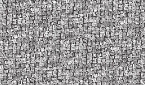 Monochrome hand drawn scribble texture with white crosshatched squares on dark gray background