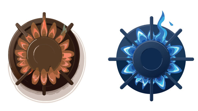 vector of a lit gas stove