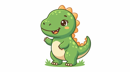 Fototapeta premium Smiling Cartoon Green Dinosaur Character.
