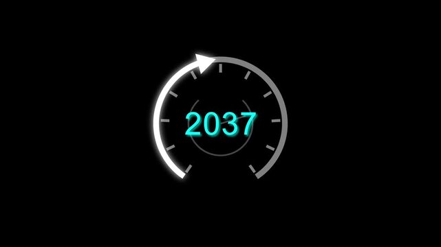 Counting clock icon animation. Counting years from 2026 to 2052 animation. and creating a stunning animation 4k animation .