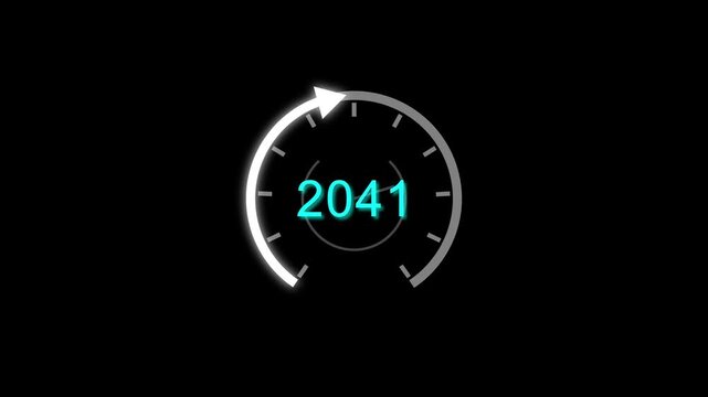 Counting clock icon animation. Counting years from 2026 to 2061 animation. and creating a stunning animation 4k animation .