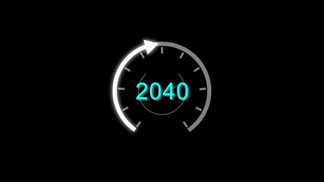 Counting clock icon animation. Counting years from 2026 to 2059 animation. and creating a stunning animation 4k animation .